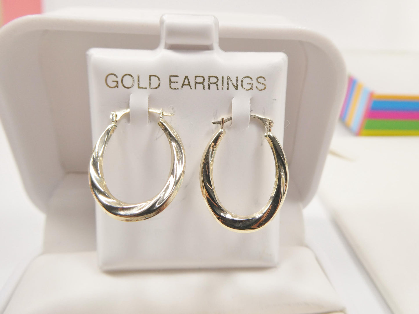 10k real solid yellow gold classic design hoop earrings