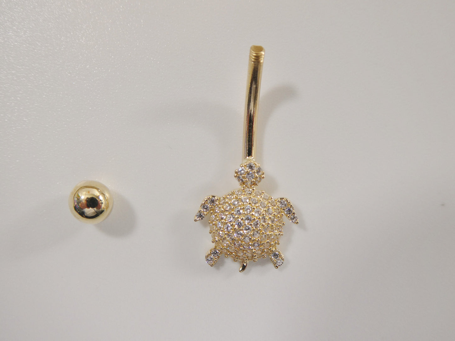14k real solid yellow gold turtle belly button ring piercing