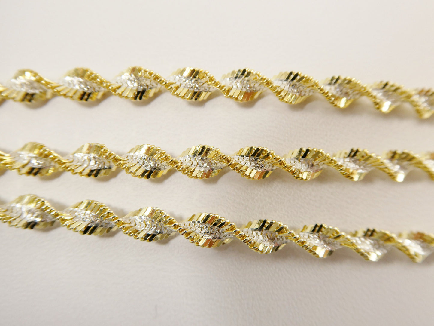 real 925 sterling silver twisted herringbone two tone chain14k yellow gold finish