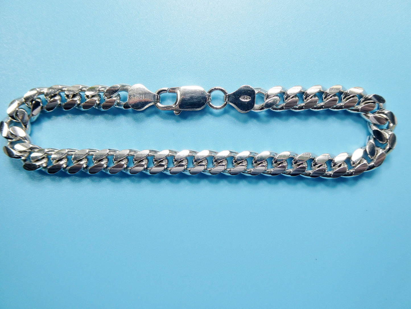 real 925 sterling silver 7mm solid link bracelet