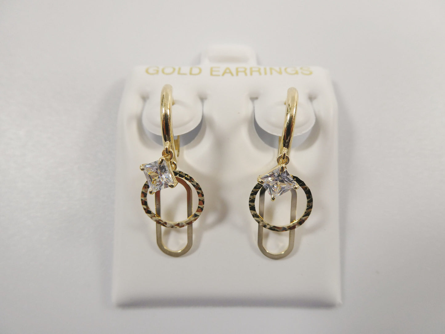 10K real solid yellow gold paper clip style huggie fancy ladies earrings