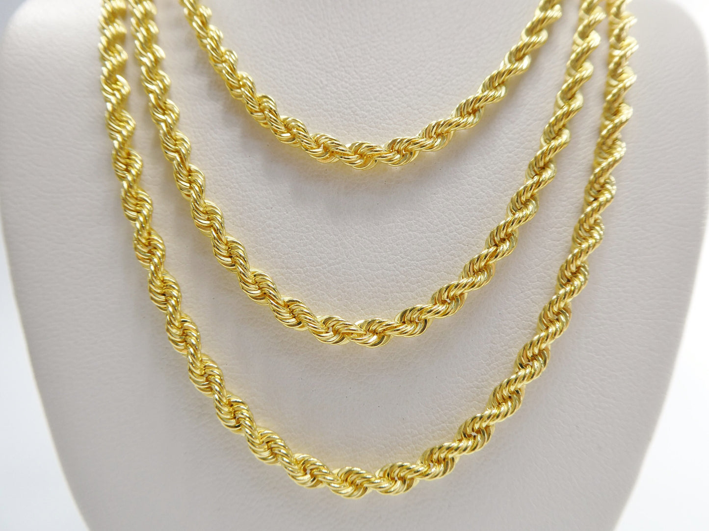 real 925 sterling silver rope chain 14k yellow gold finish