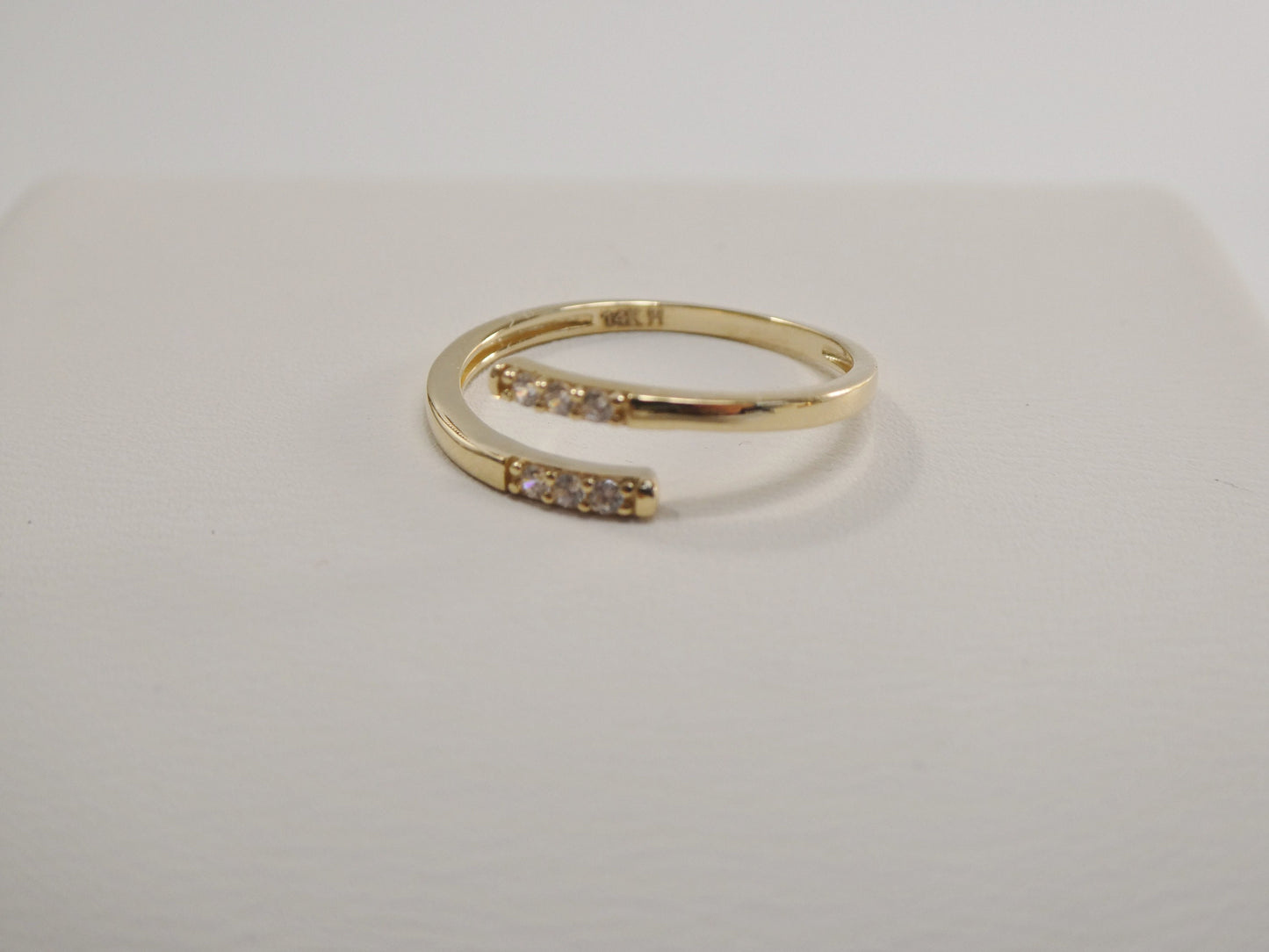 real 14k solid yellow gold women's classic micro pave setting pinky ring