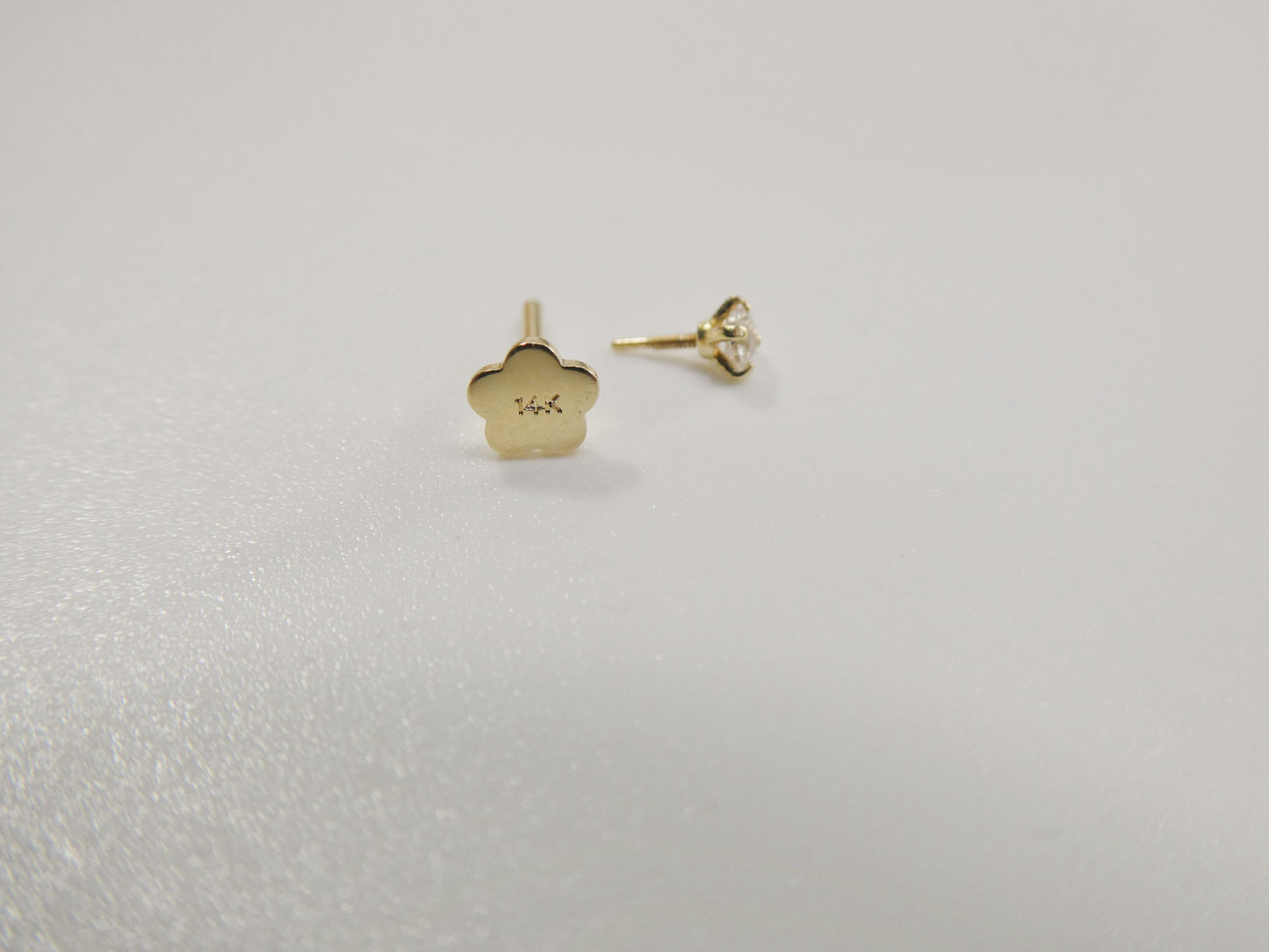 2MM 14k real solid yellow gold cartilage flat screw back piercing