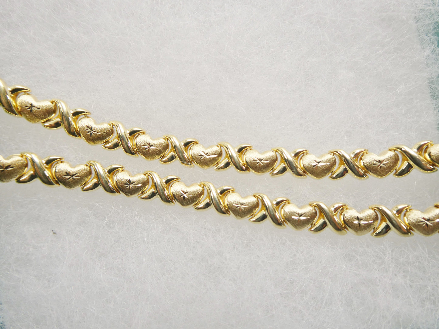real 925 sterling silver / 6 /6.5 / 7 inch mini xoxo heart bracelet all yellow tone 14k yellow gold color finish