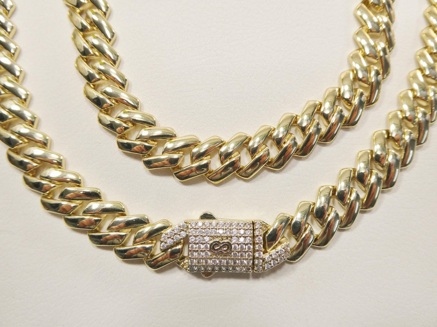 14k gold filled 12mm Monaco Cuban necklace set