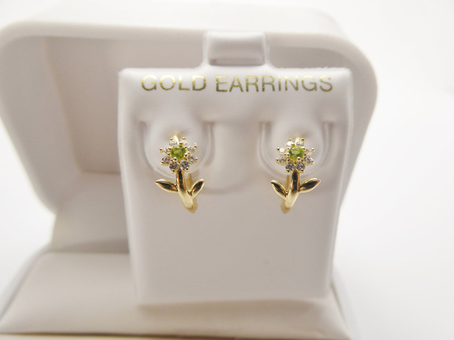 real 10k solid yellow gold flower hoop huggie earring