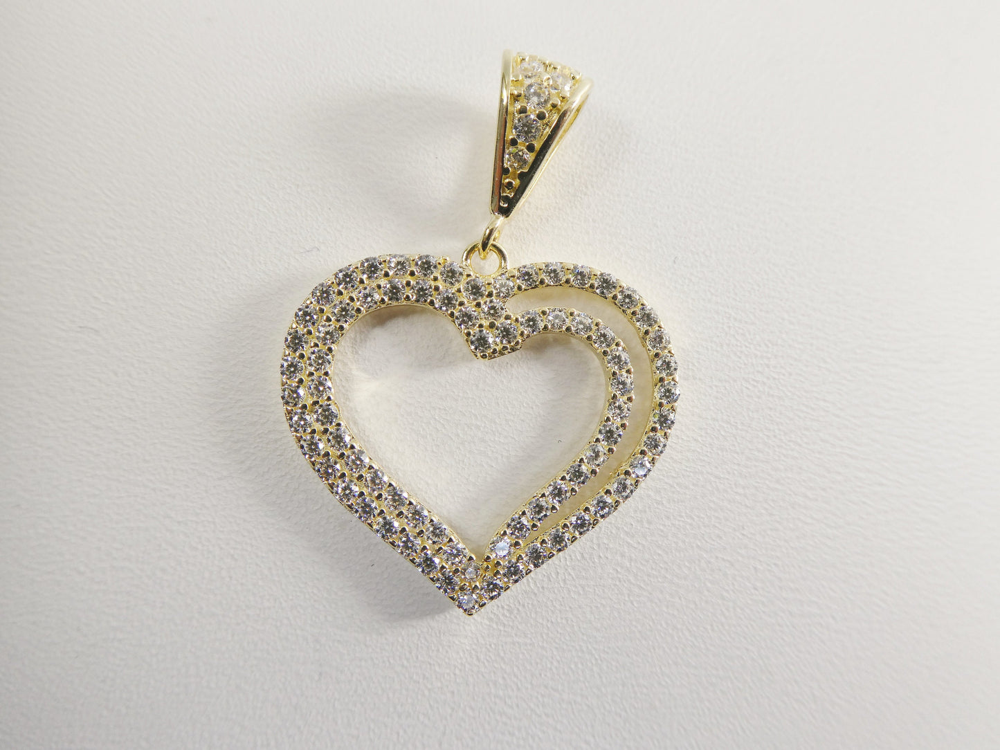 14k real solid yellow gold full stone setting heart charm pendent