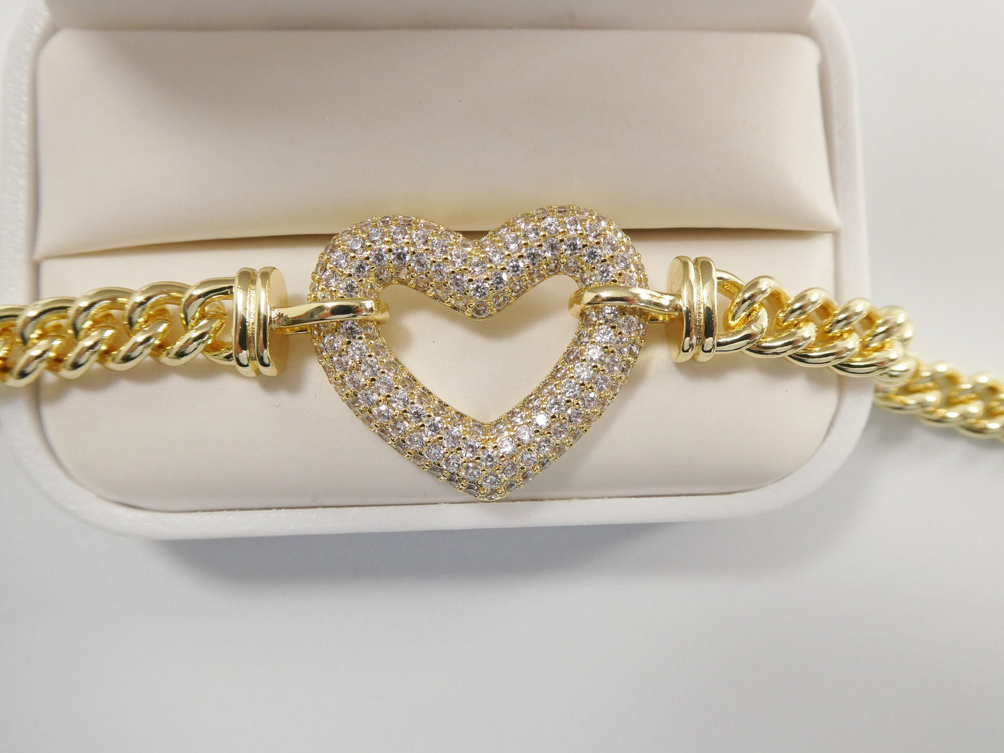 14k gold filled yellow gold open heart necklace / bracelet