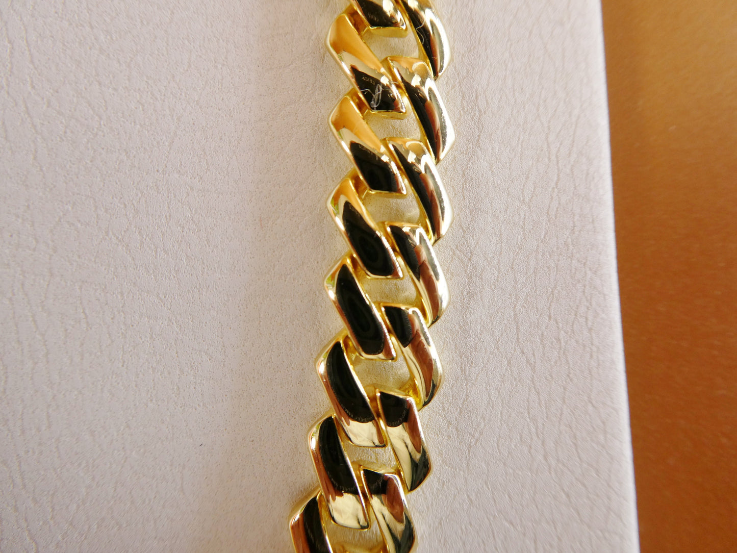 14k yellow gold color tone 9MM Monaco necklace over real 925 sterling silver
