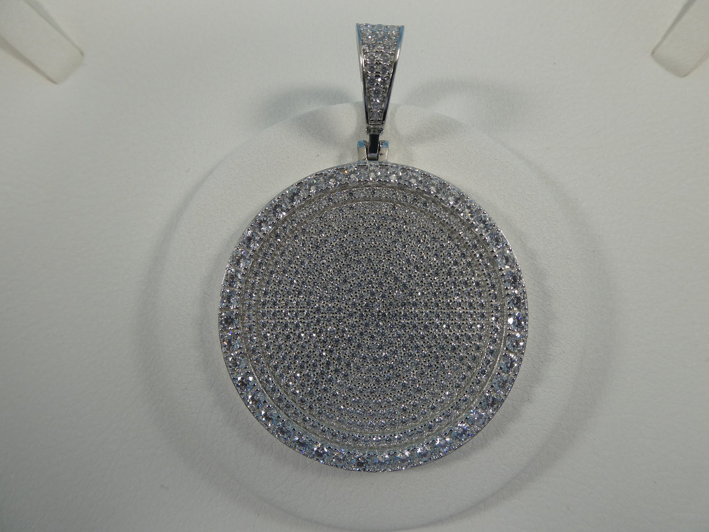 real solid 925 sterling silver large full ice circle pendent