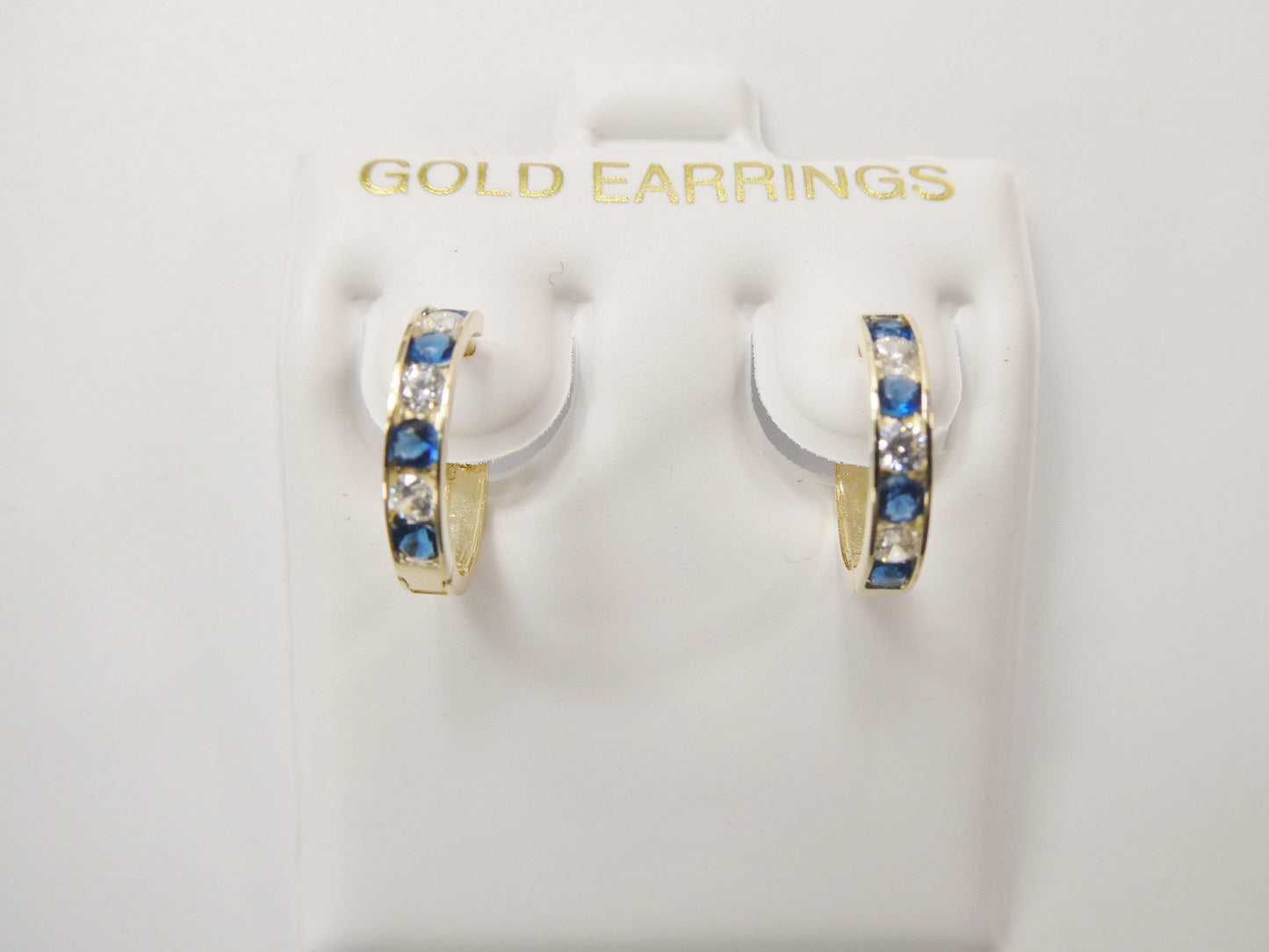 real 10k solid yellow gold 13mm prong setting huggie hoop earrings