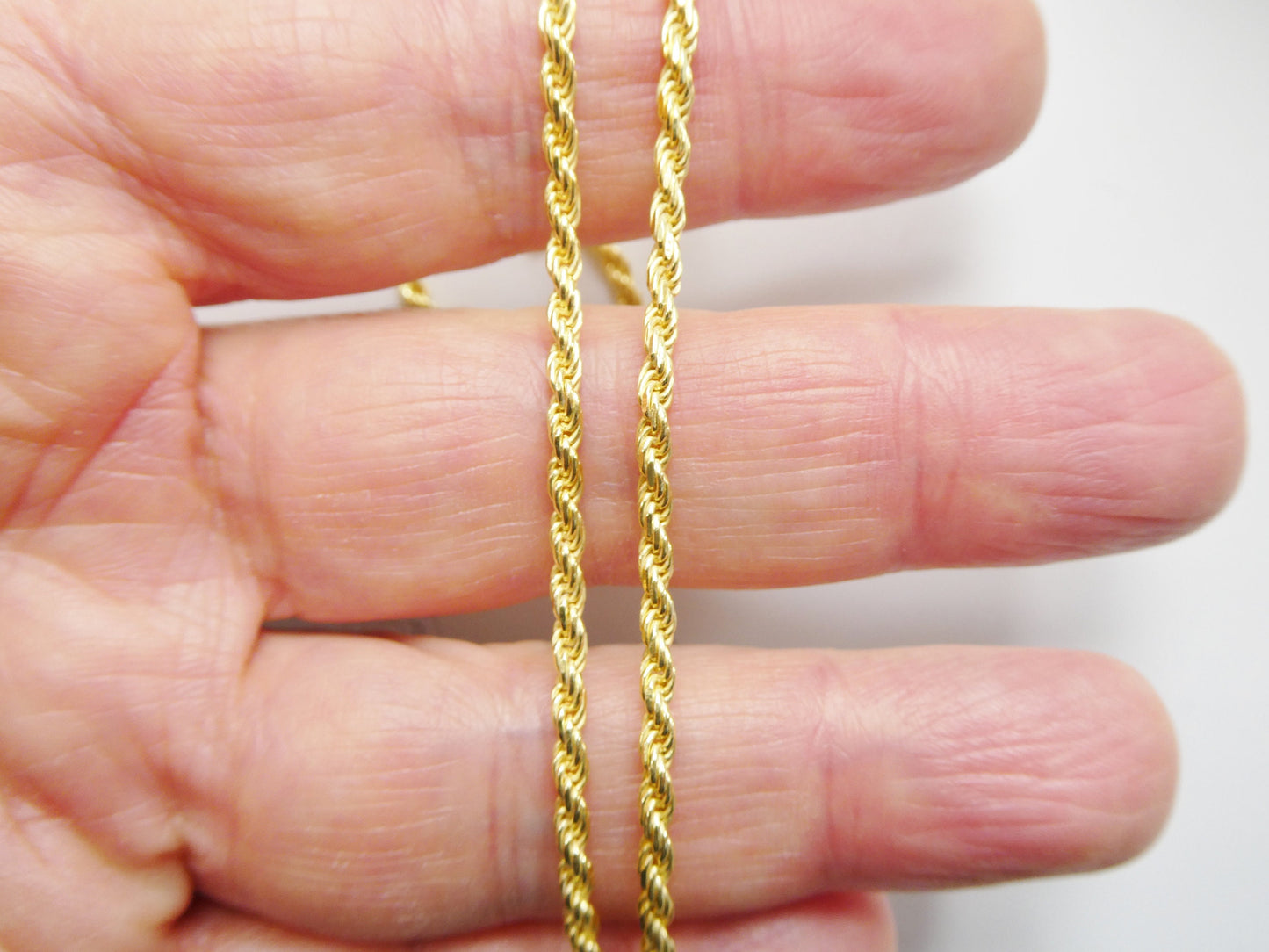 real 925 sterling silver solid rope chain 14k yellow gold finish