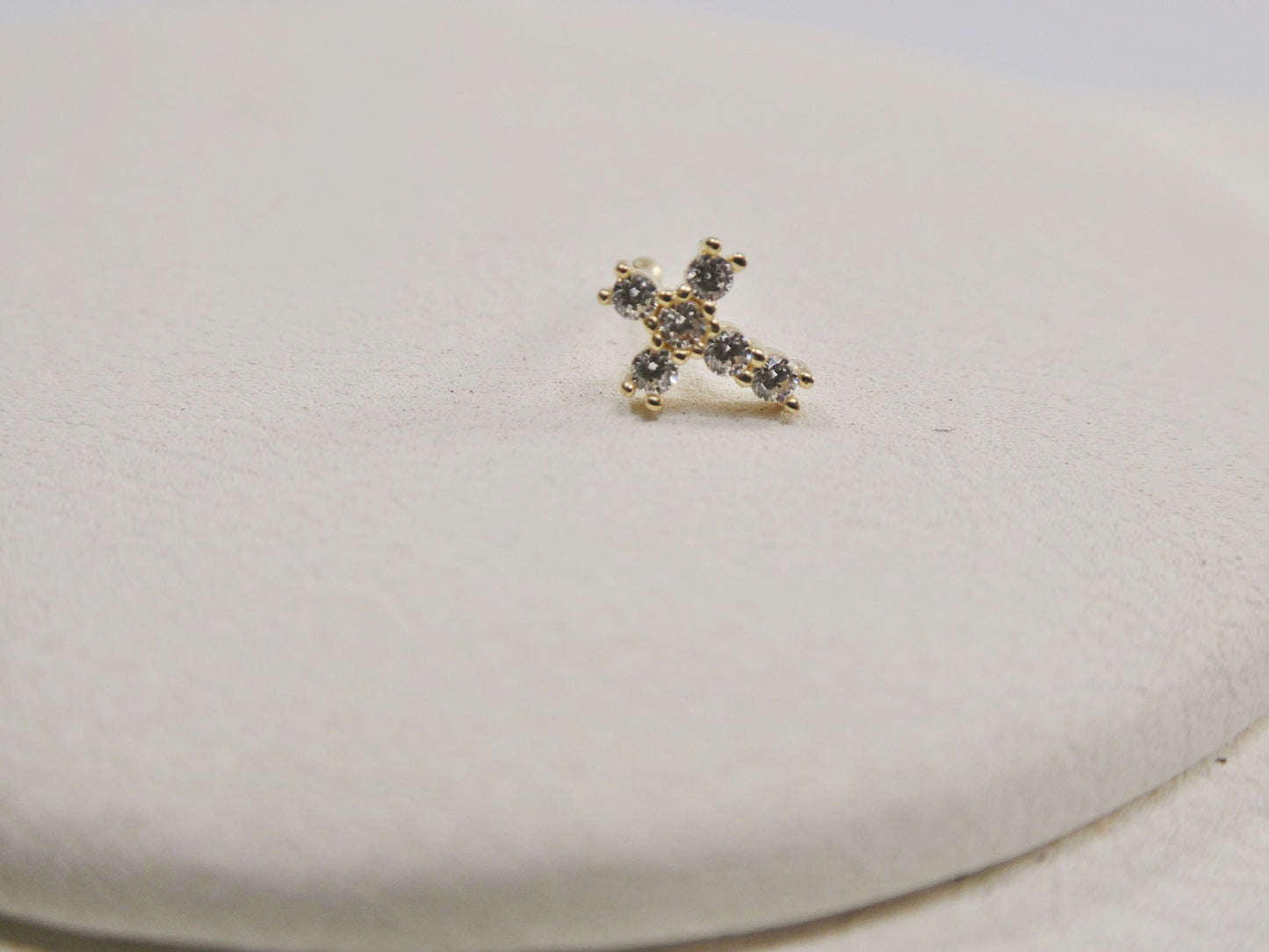14k real solid yellow gold cross nose ring