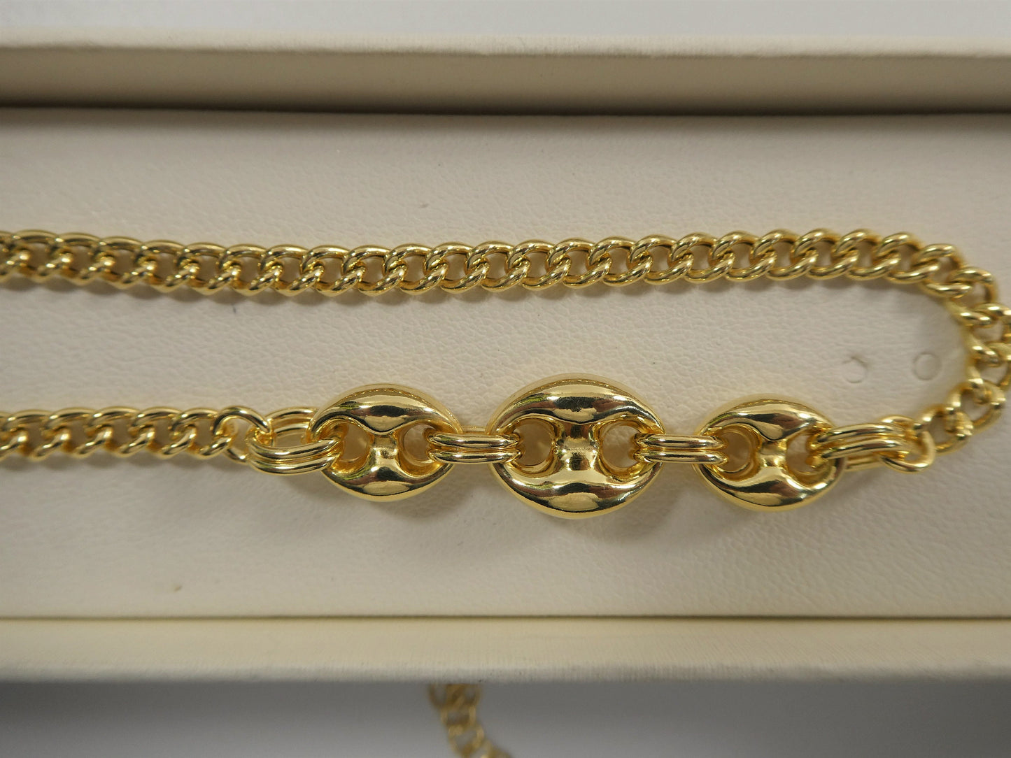 16 inch real 925 sterling silver puffed mariner necklace