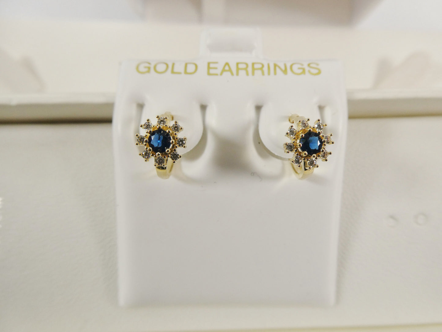 real 10k solid yellow gold birthstone color flower huggie earring