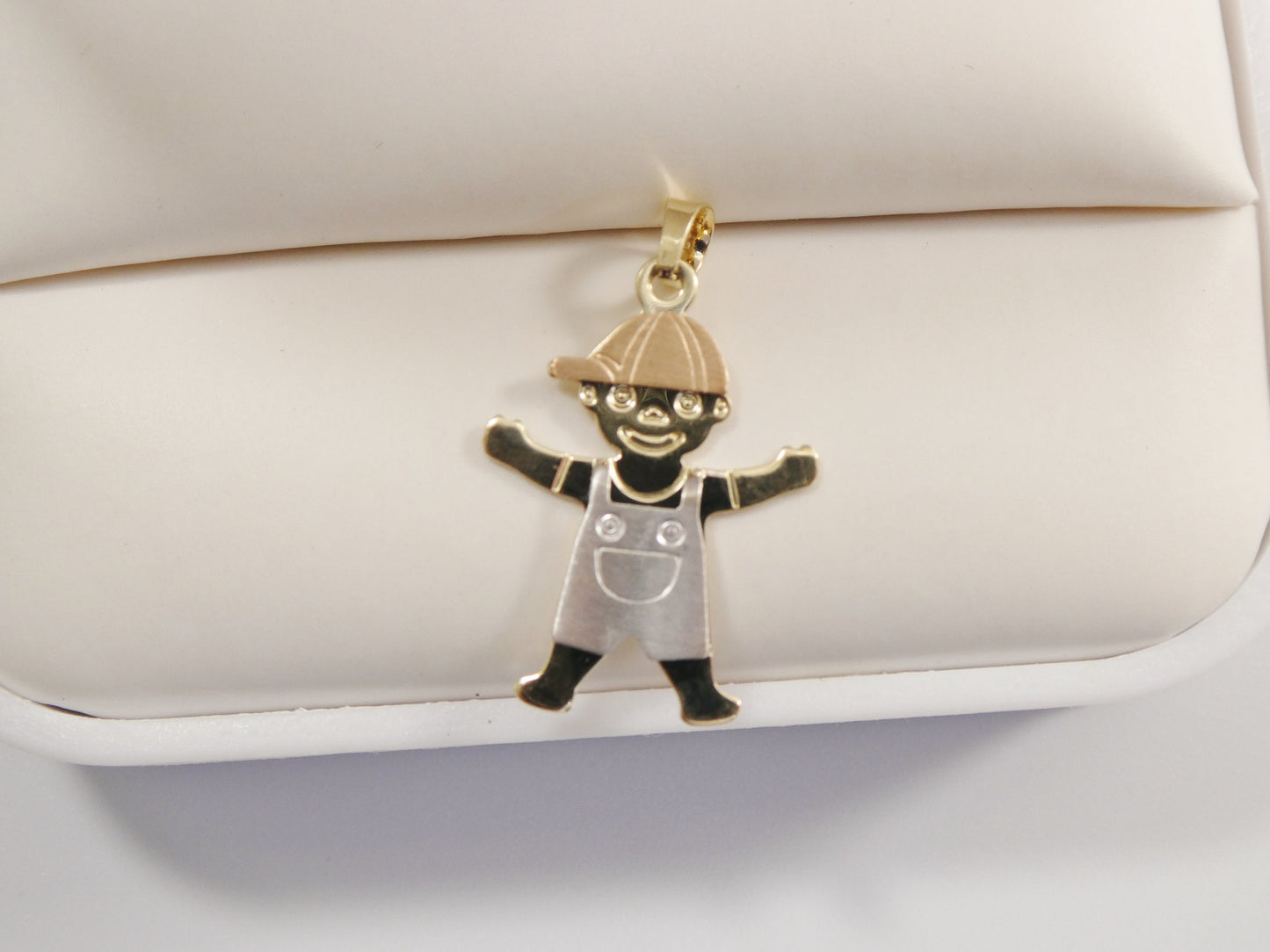 14k real solid yellow gold tri color small boy girl charm pendent