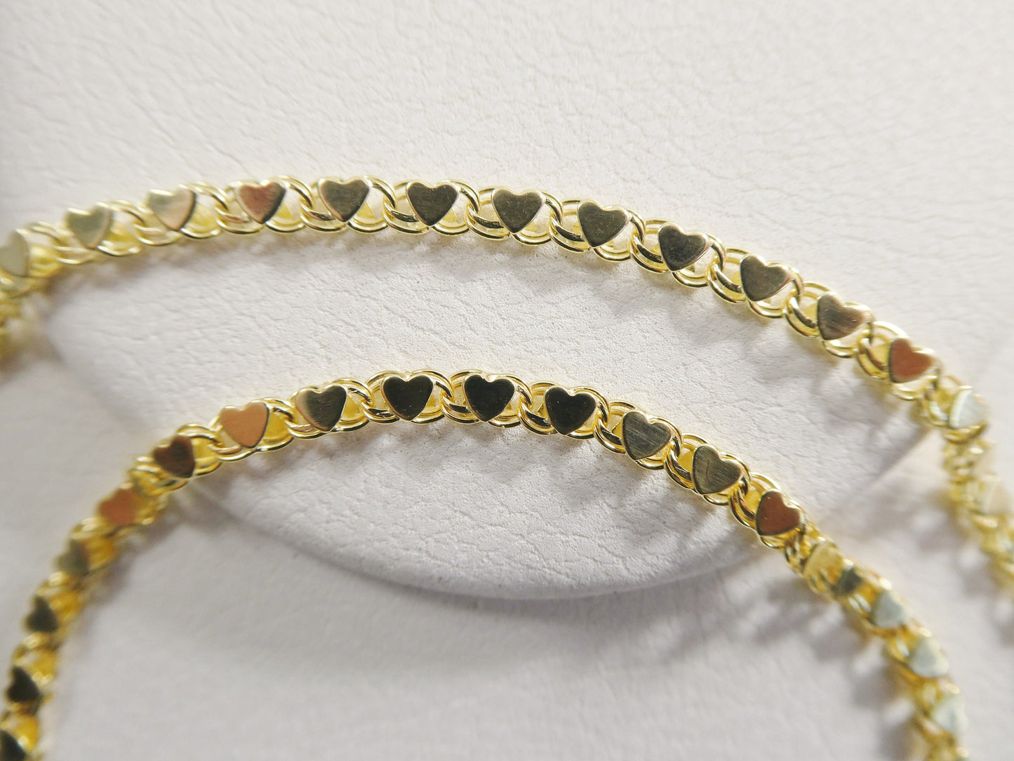 14k real solid yellow gold tennis heart 6 / 7/ inch bracelet