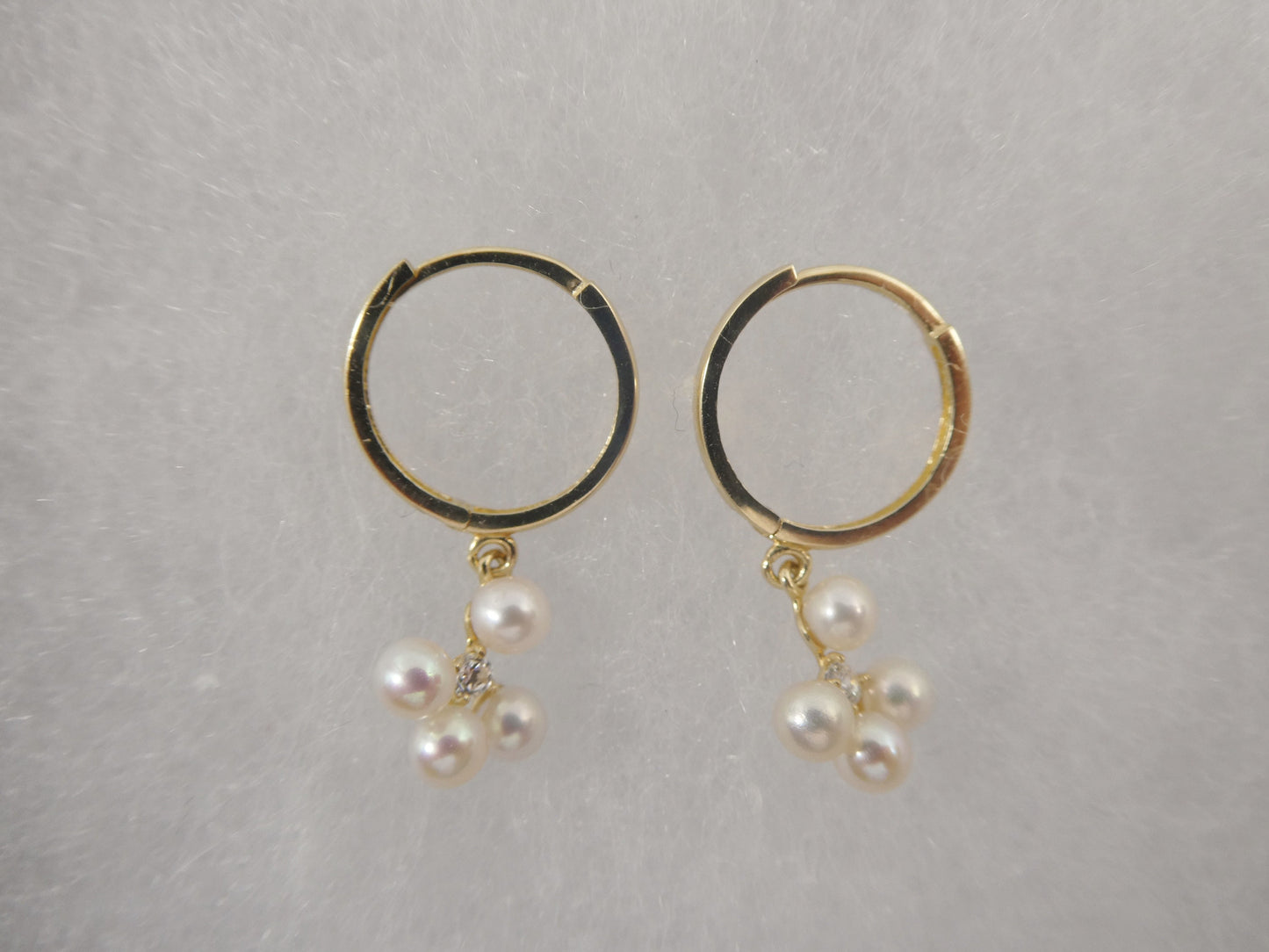 10k real yellow gold pearl dangle plain huggie earrings