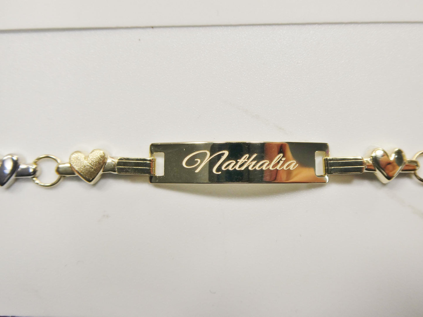14K real solid yellow gold heart 5.5 inch baby ID bracelet