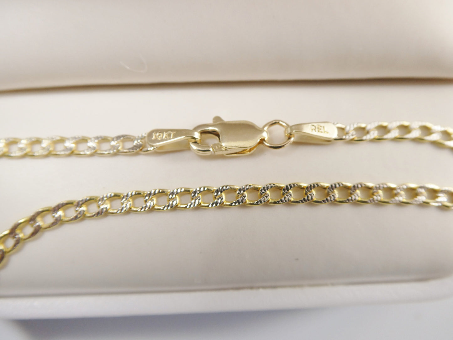 real 10k solid yellow gold two tone curb chain