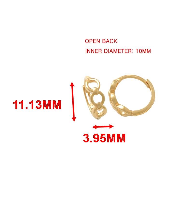 real 10k solid yellow gold designer hoop huggie earring