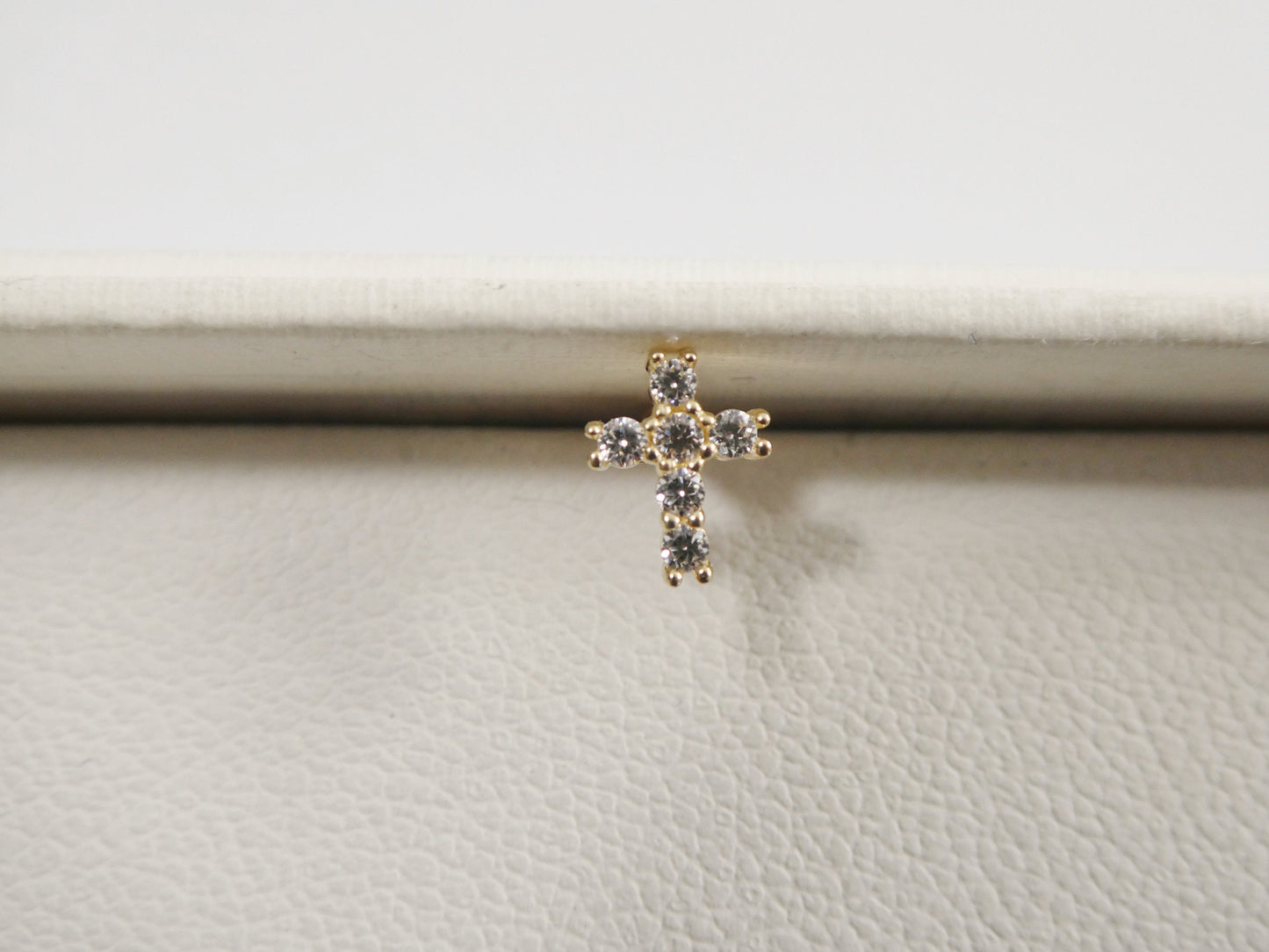 14k real solid yellow gold cross nose ring