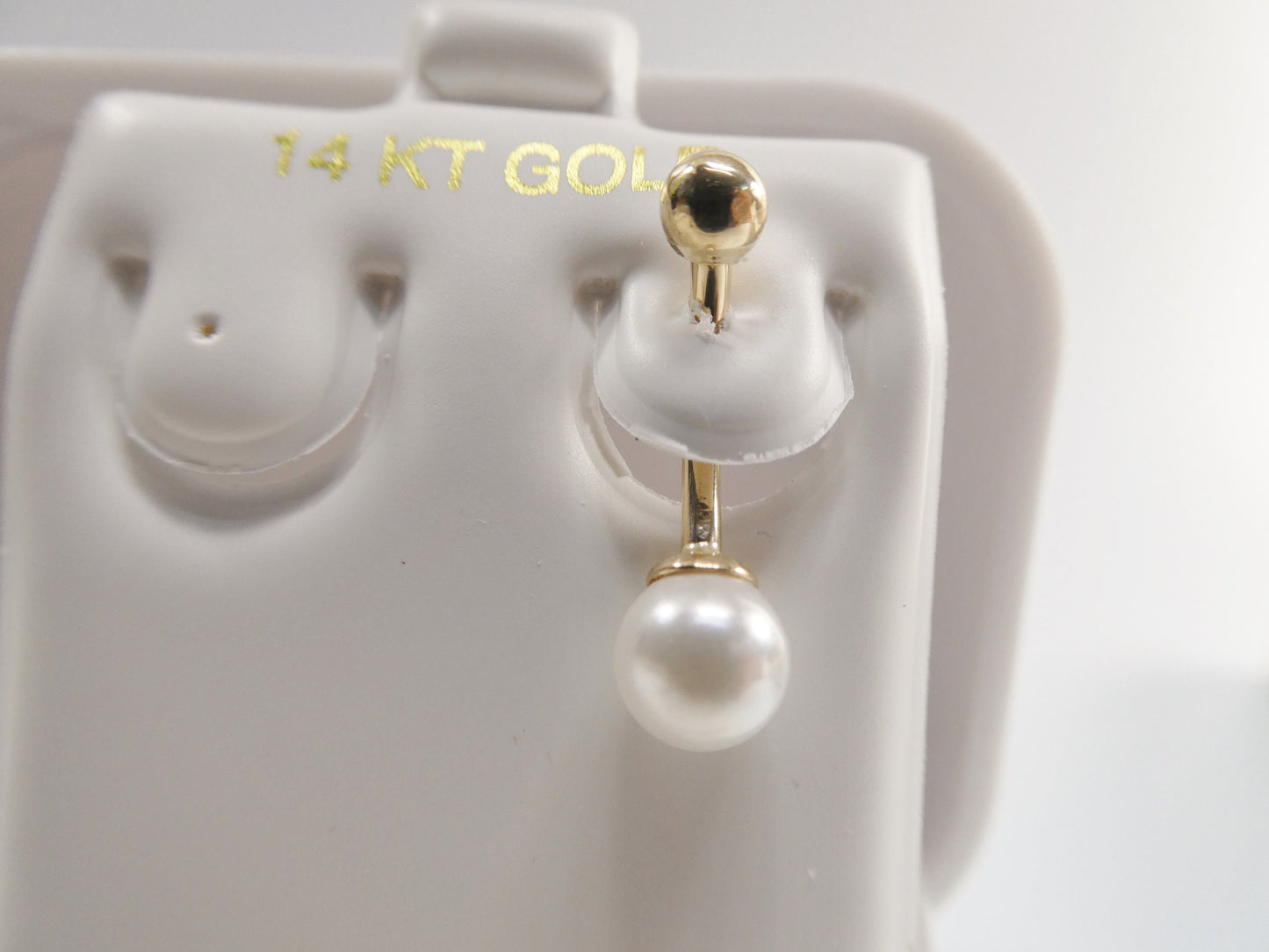 14k real solid yellow gold freshwater pearl belly button ring piercing