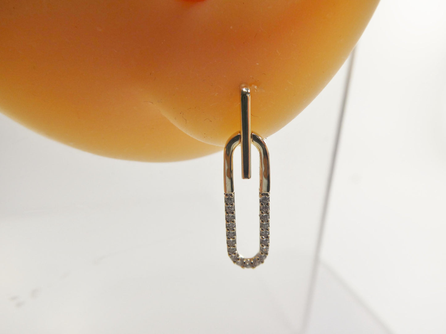 real 10k solid yellow gold design paperclip push post earrings
