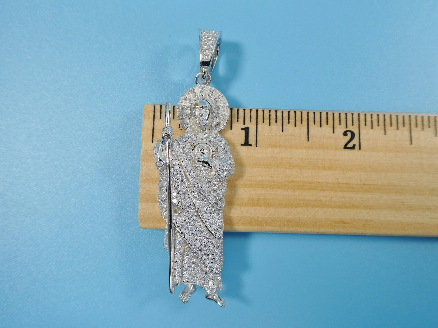 real solid 925 sterling silver large saint Jude pendent
