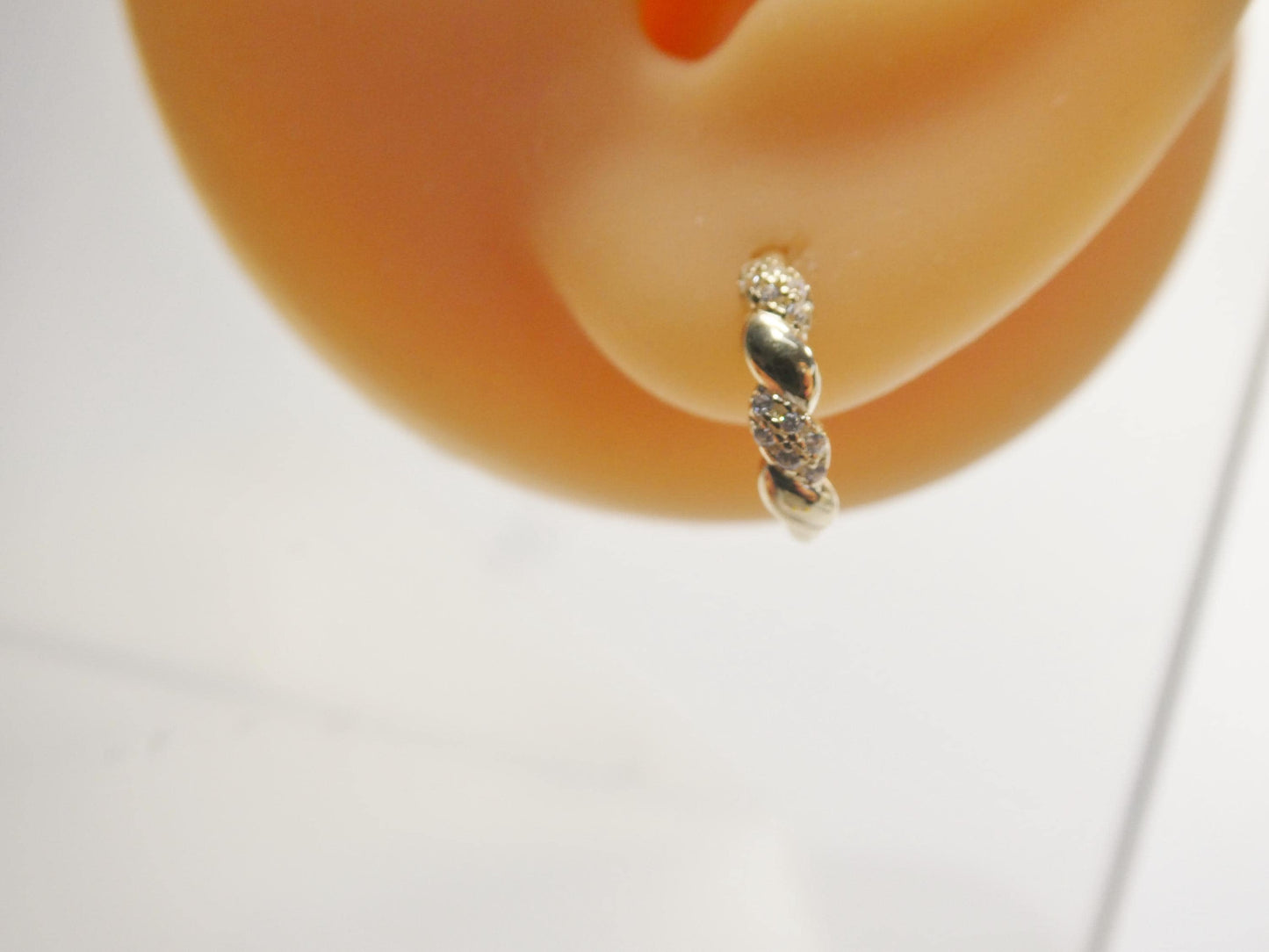 real 10k solid yellow gold designer hoop huggie earrings