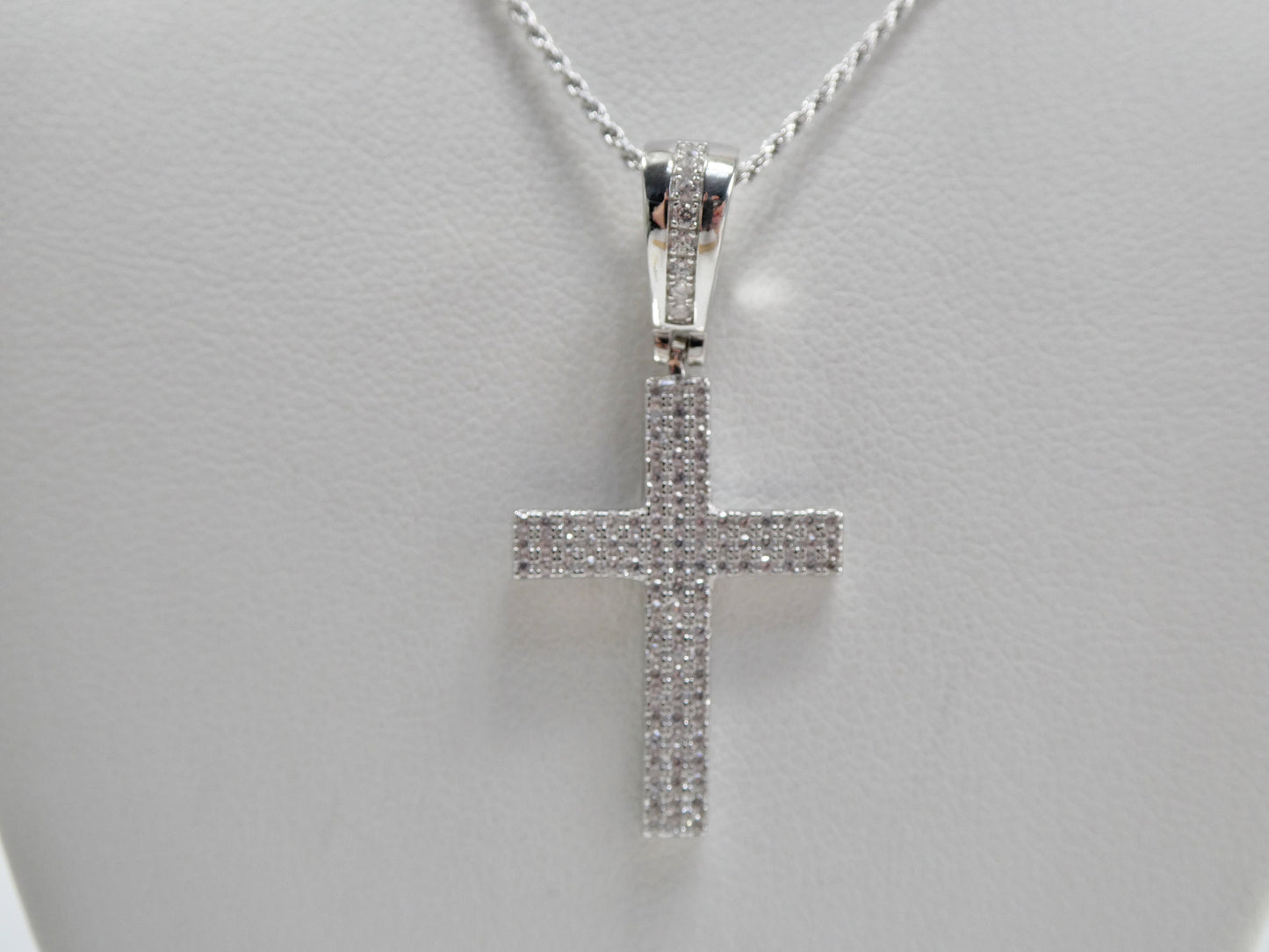 real 925 sterling silver 14k yellow / silver color 18 inch robe chain and cross pendent