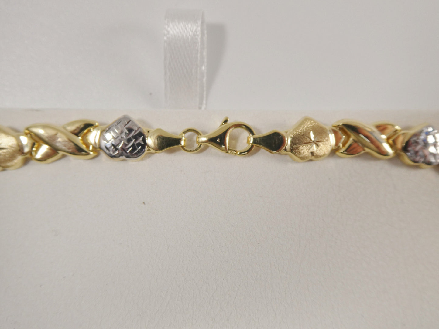 real 925 sterling silver xo heart hugs and kisses two tone necklace 14k yellow gold finish
