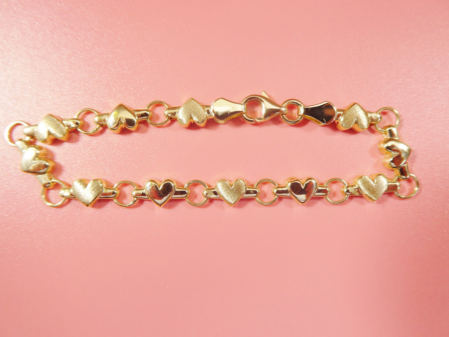 14k real solid yellow gold heart 6 inch baby bracelet