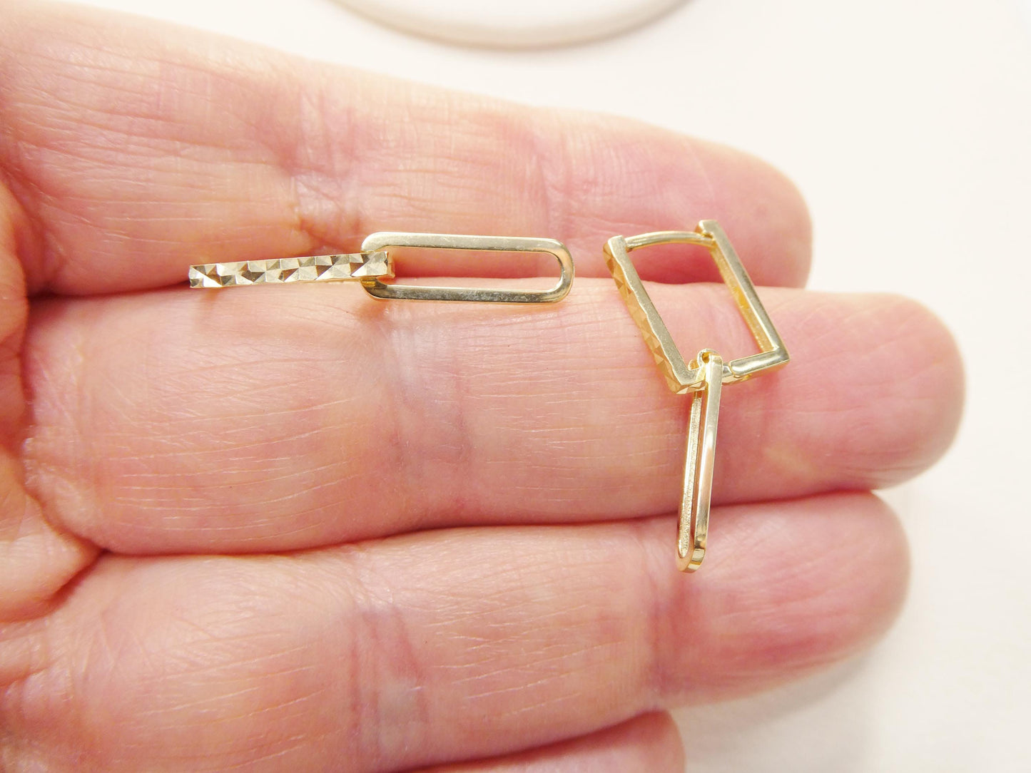 real 10k solid yellow gold designer hoop huggie earrings