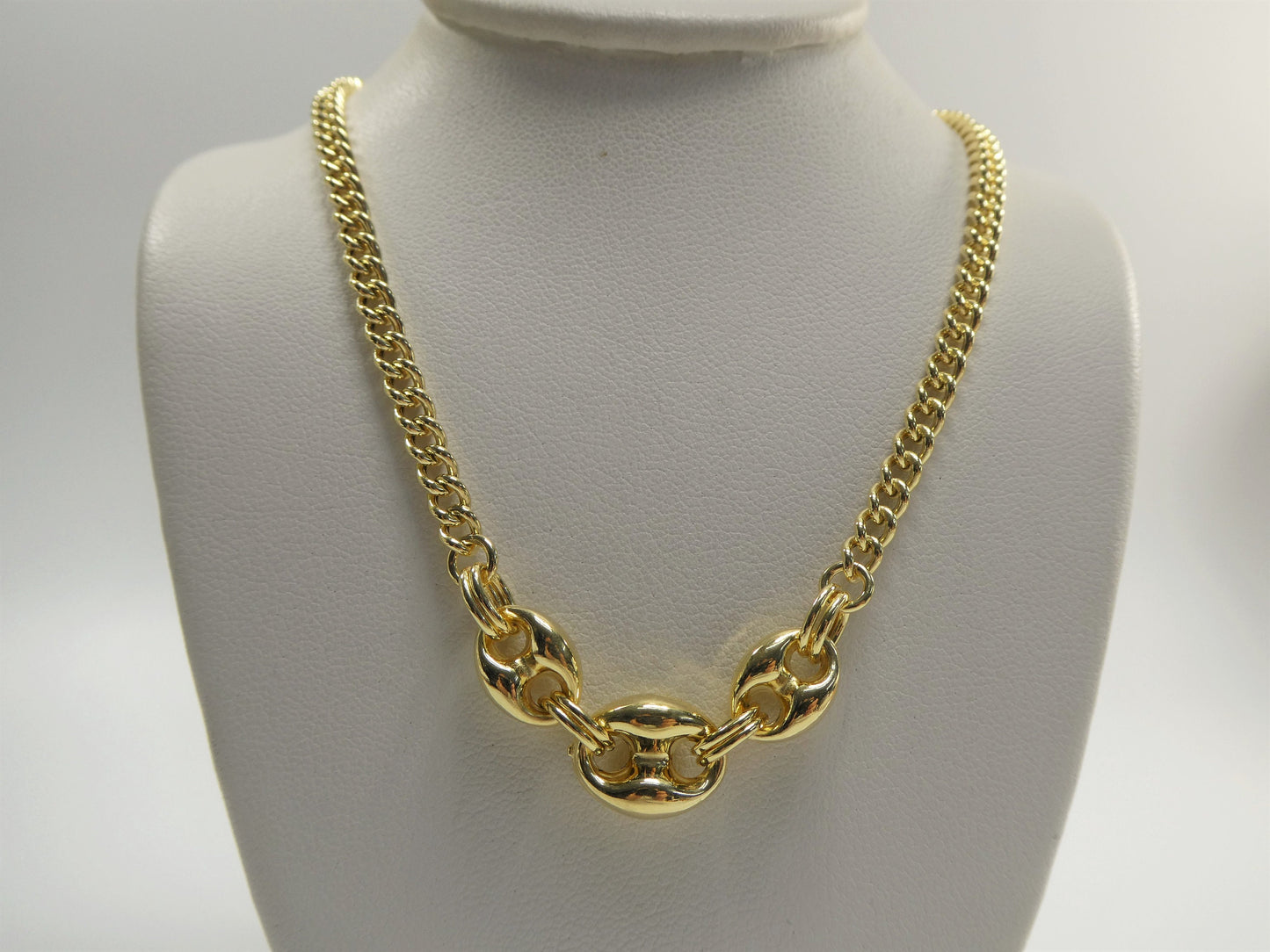 16 inch real 925 sterling silver puffed mariner necklace