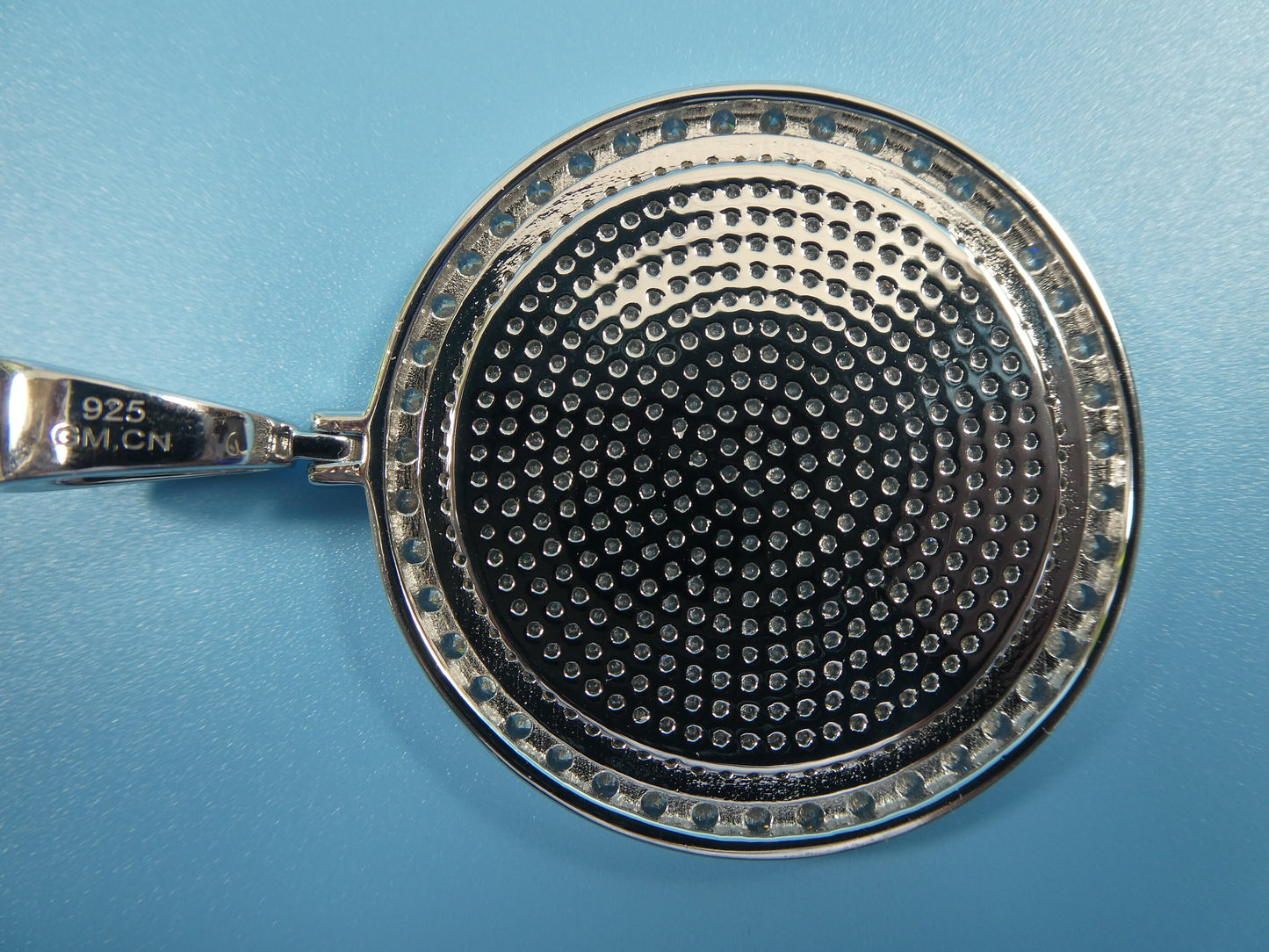 real solid 925 sterling silver large full ice circle pendent