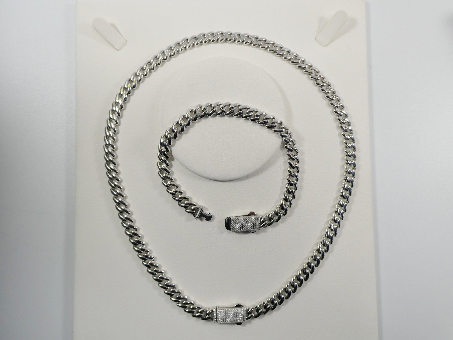 real 925 sterling silver 7mm solid Monaco style 14k white gold color finish