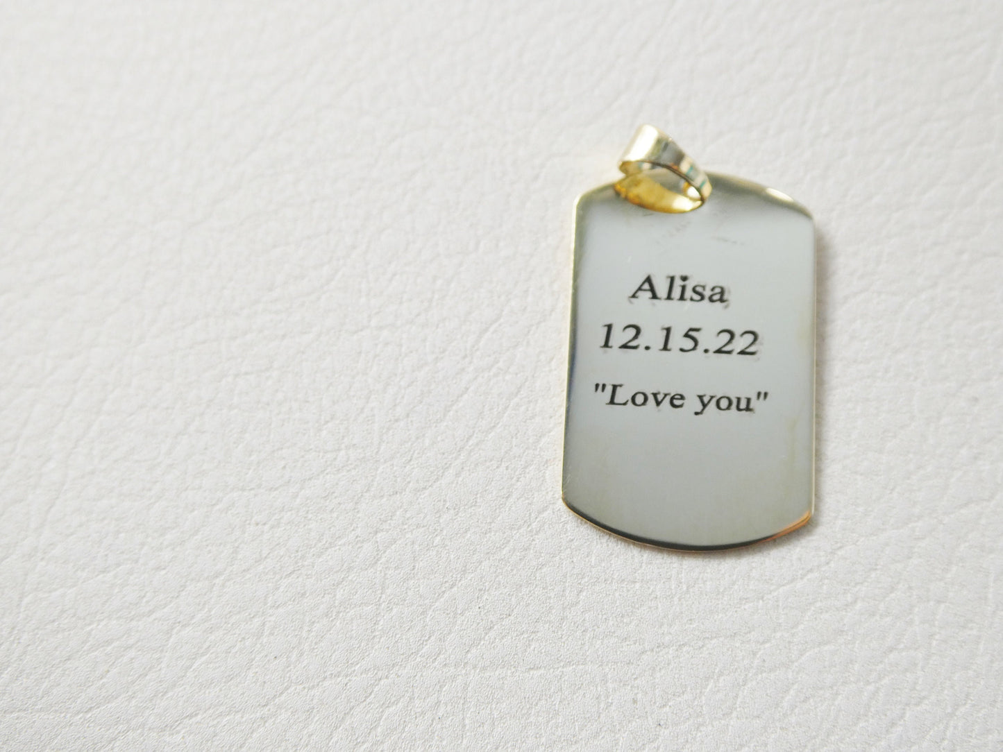 14k real solid yellow gold personalized tag pendent and robe necklace