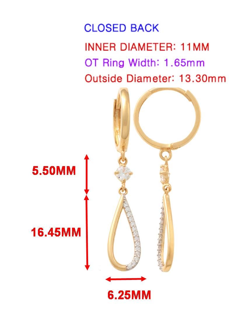 real 10k solid yellow gold teardrop hoop huggie earrings