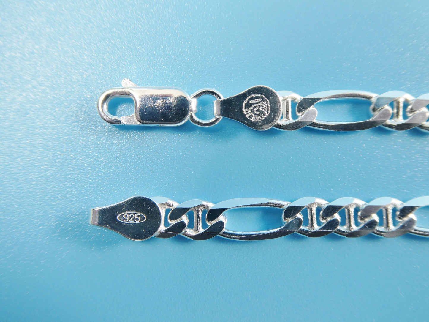 new style real 925 sterling silver 4.6MM Italian figaro / mariner solid chain lobster lock clasp