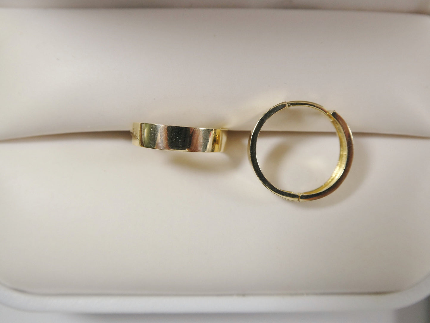 real 10k solid yellow gold high polish plain hoop huggie earrings
