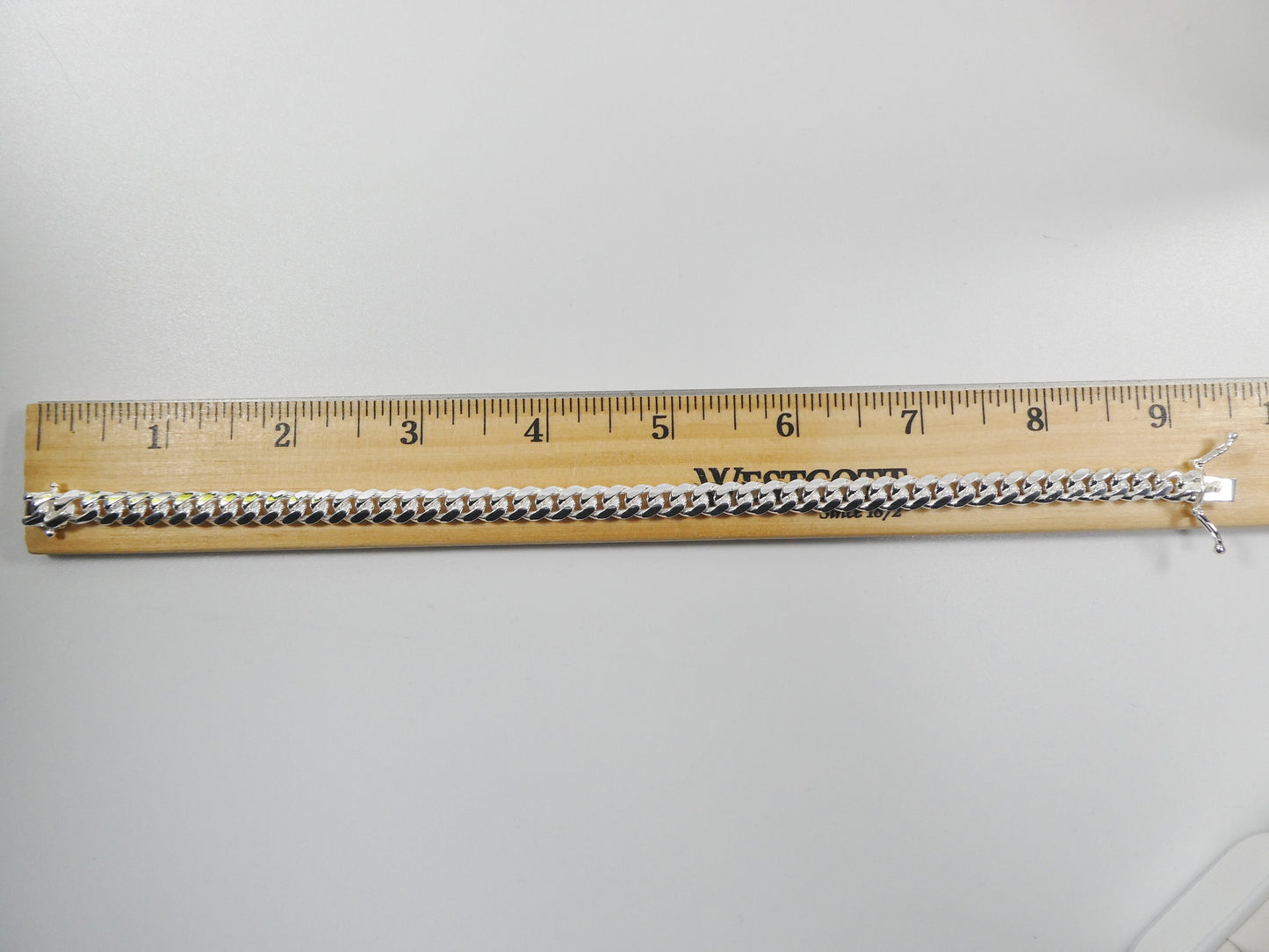 7mm real Miami link solid 925 sterling silver men bracelet safety box lock