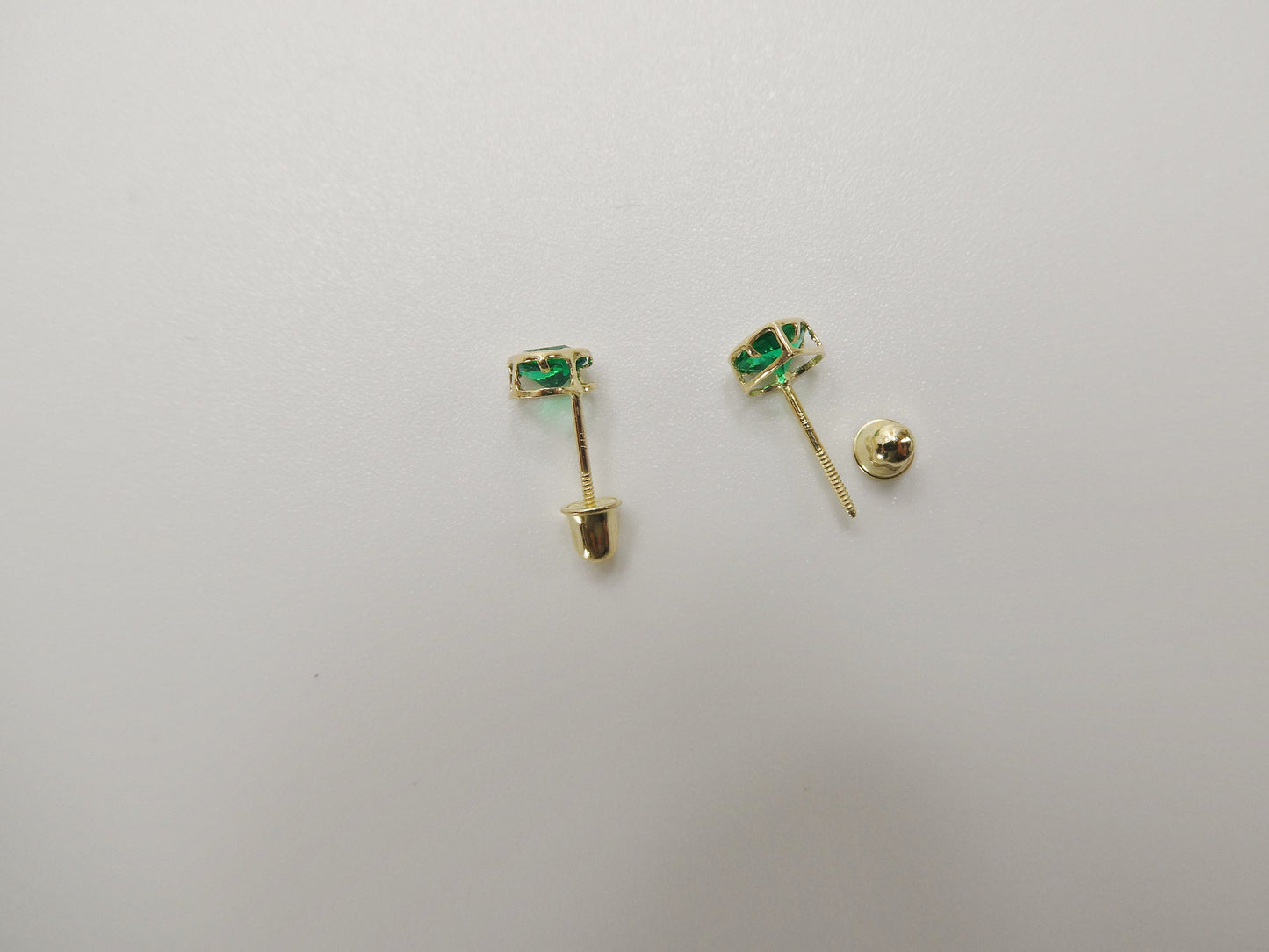 10k real solid yellow gold birthstone screw back children earrings heart bazel shape