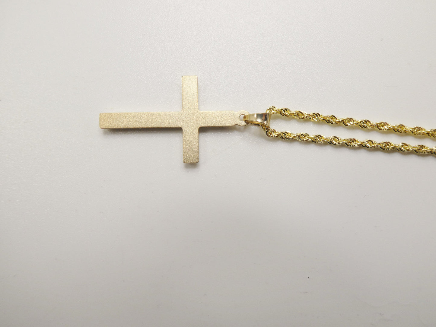 14k real solid yellow gold super polish cross pendent and robe necklace