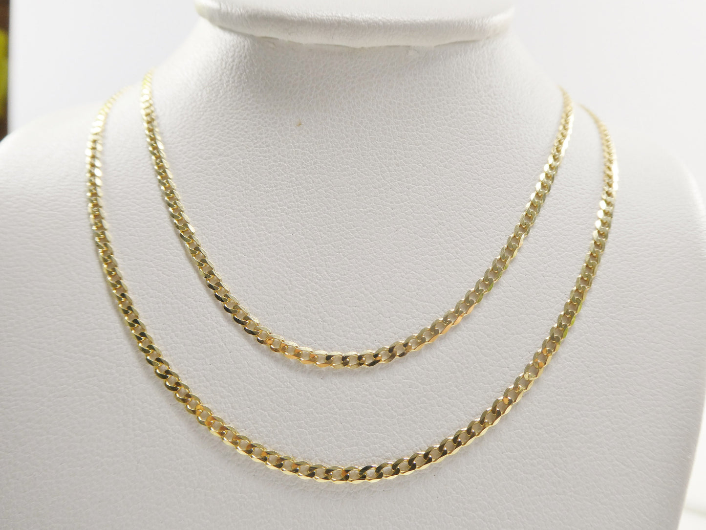 real 14k solid yellow gold 2mm flat curve baby chain