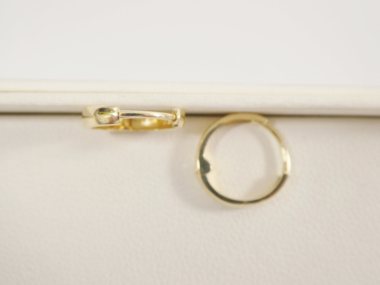 real 10k solid yellow gold 12mm high polish plain hoop huggie earrings