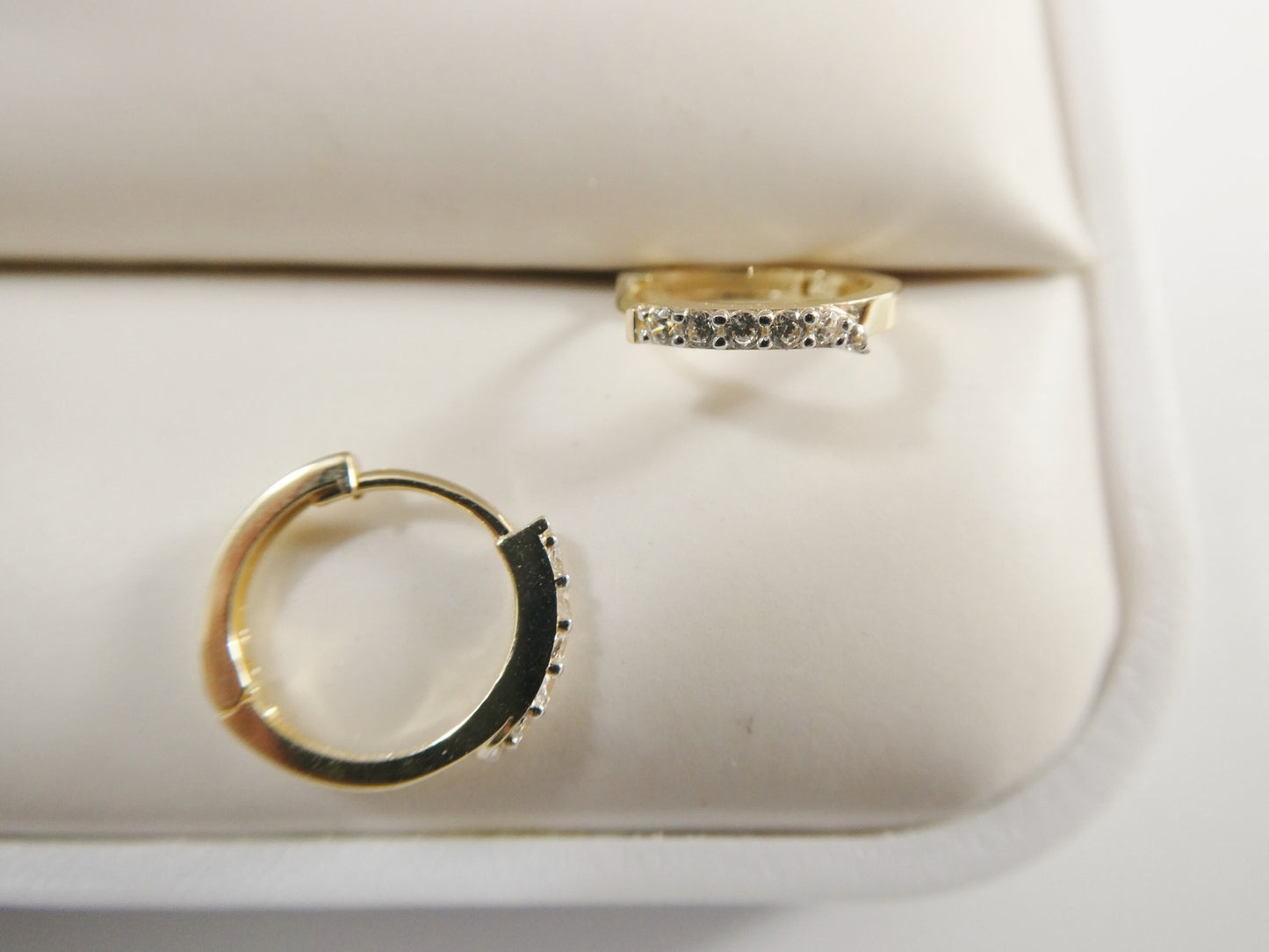 real 10k solid yellow gold small 11.9mm hoop fancy huggie earrings