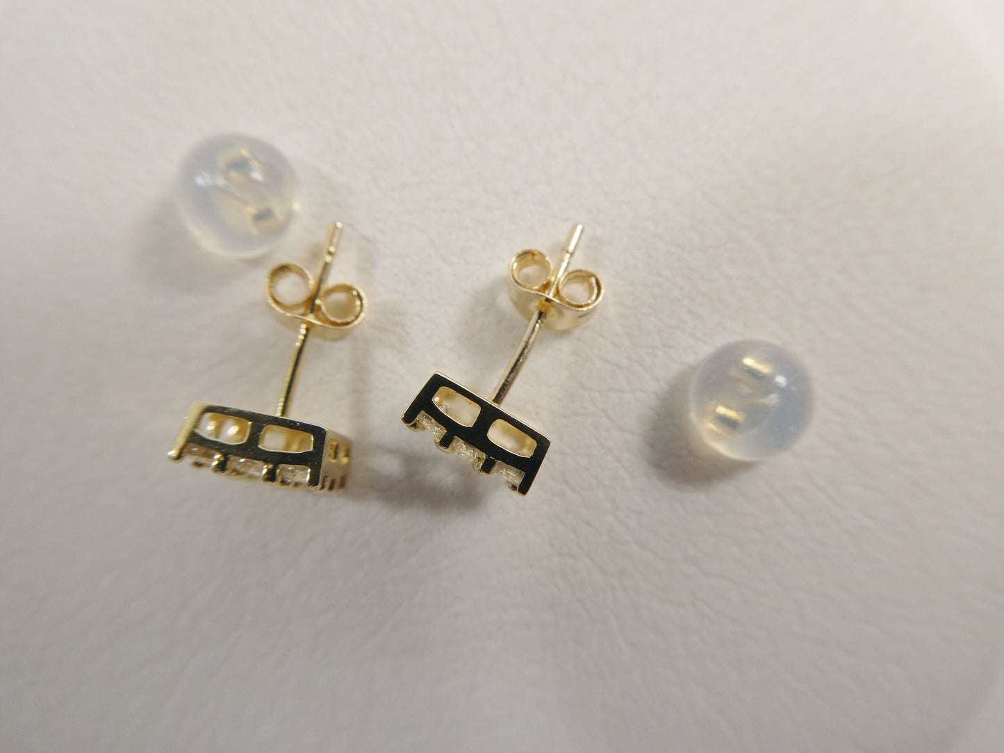 real 10k solid yellow gold square push post stud earring