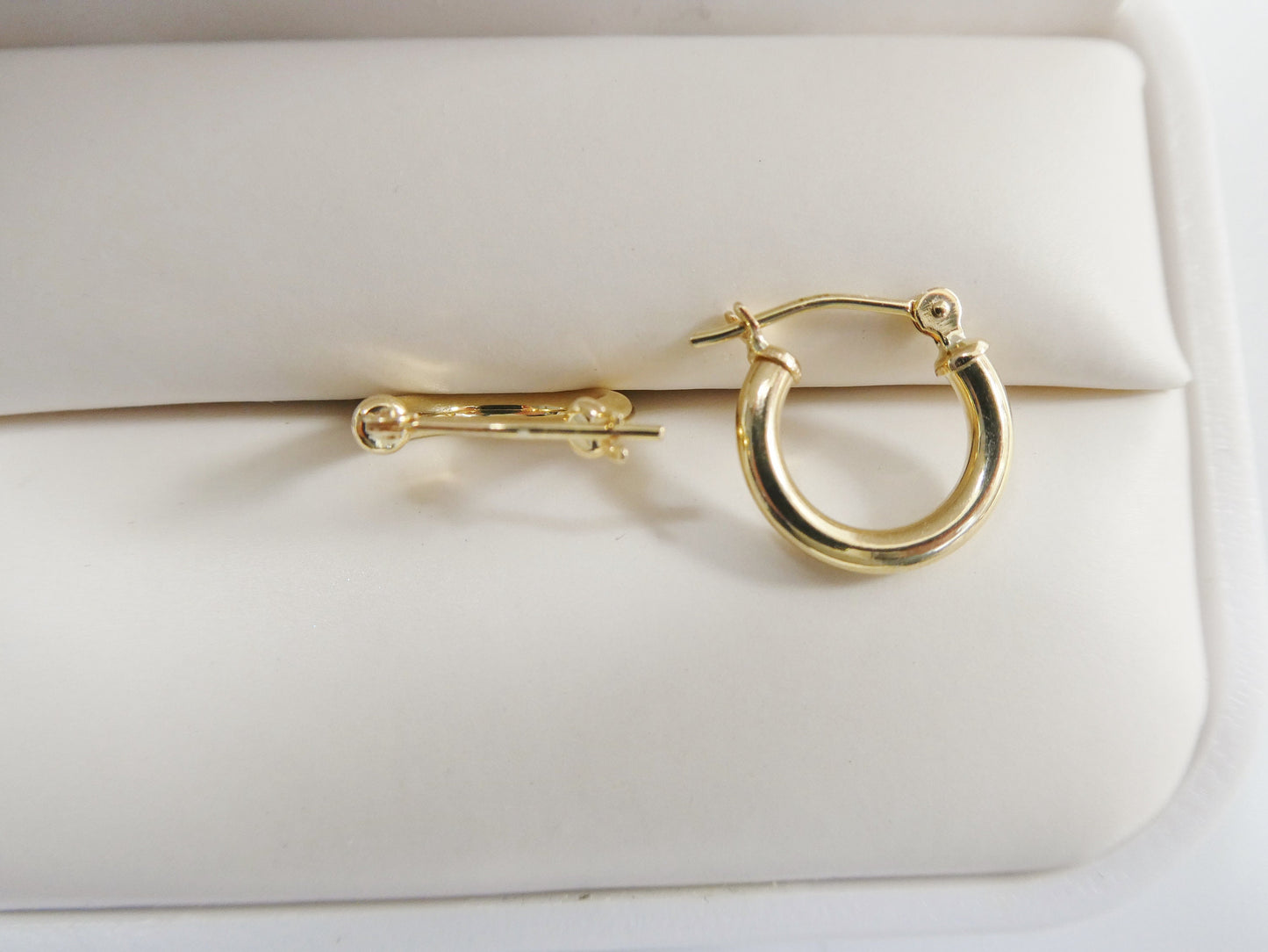 real 10k solid yellow gold plain polish hoop 12mm tube earrings